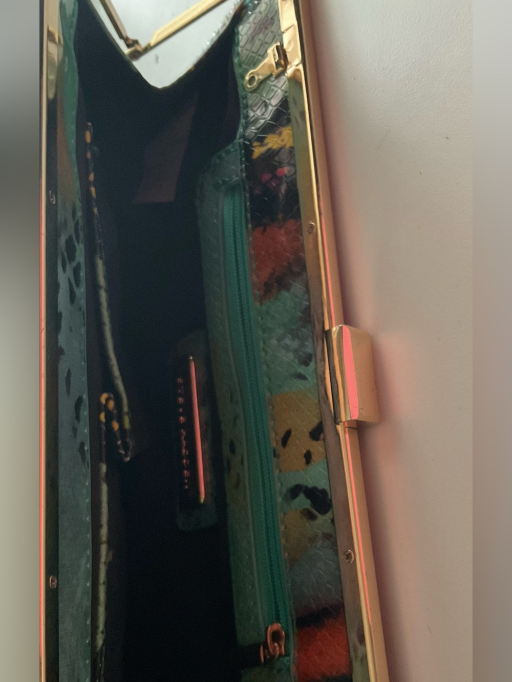 Steve Madden Multicolor Snakeskin Frame Clutch with Gold Hardware
